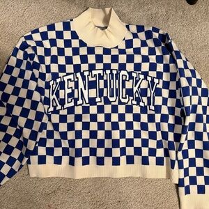 Blue and White Checkered Kentucky Sweater